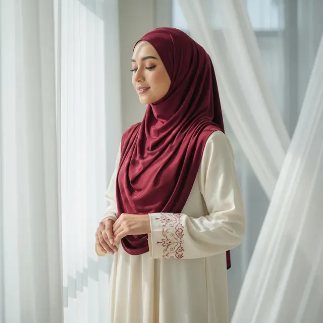Hijab Warna Burgundy Cocok dengan Baju Warna Apa