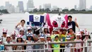 Miraitowa tidak hadir sendiri iya diperkenalkan bersamaan dengan Someity, maskot resmi Paralimpiade 2020. (Foto:AFP/Issei Kato)