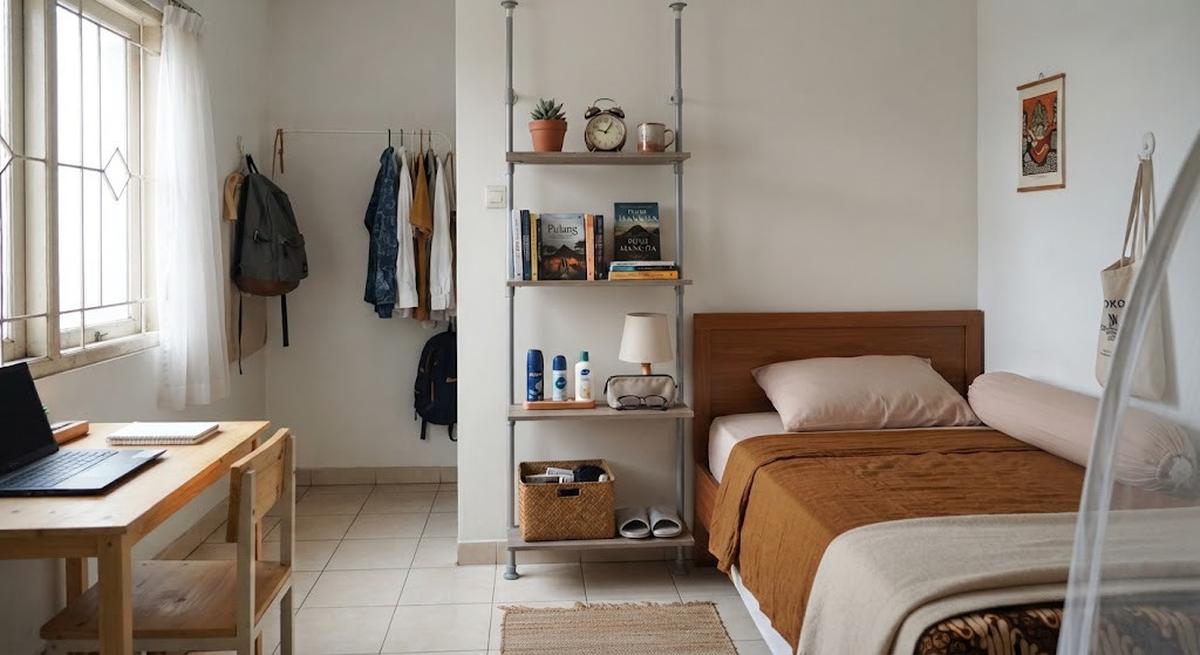 9 Ide Rak Tanpa Bor untuk Kamar Kos dan Apartemen, Praktis Tanpa Merusak Dinding