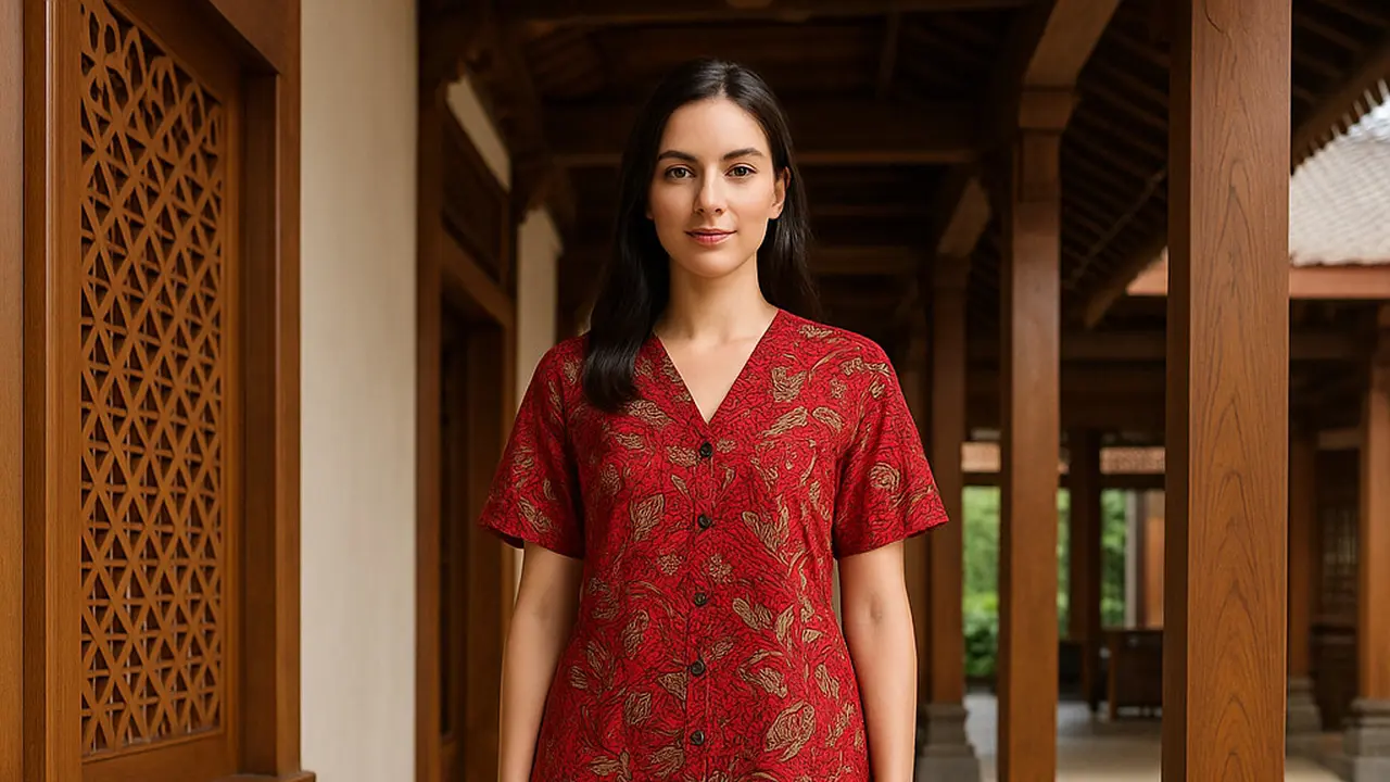 Model Batik Warna Merah yang Elegan untuk Wanita