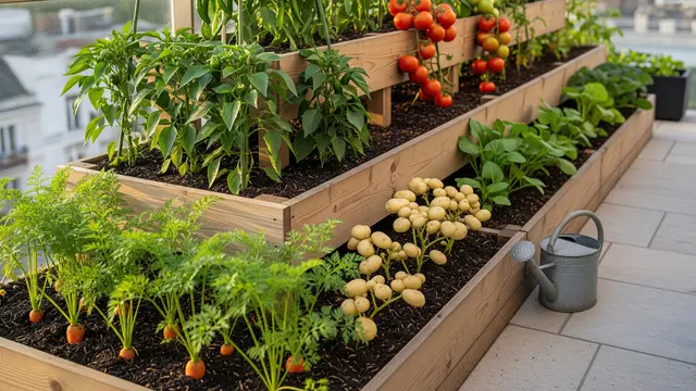 Kebun Sayur di Teras Sempit yang Tetap Subur Tanpa Siram Setiap Hari (Image by Gemini AI)