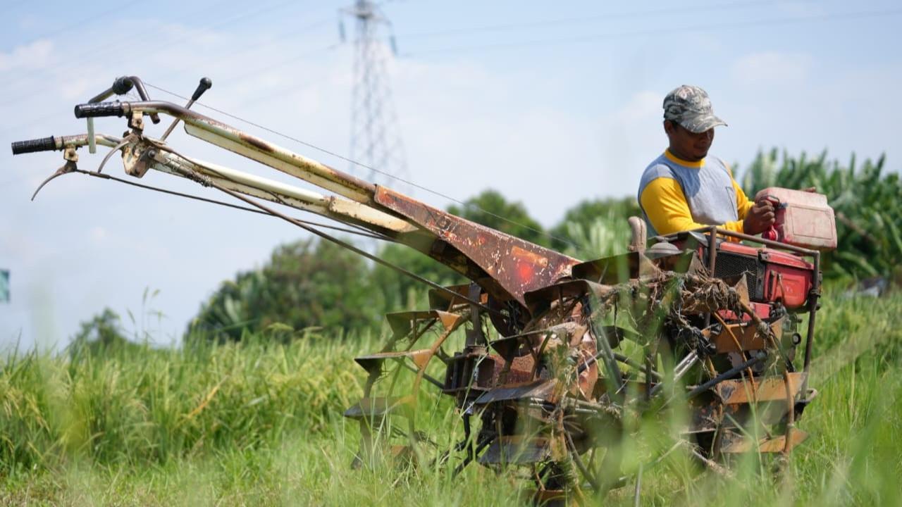 Petani mengisi Jenis Bahan Bakar Minyak (BBM) Tertentu solar untuk mesin bajak di Cirebon, Jawa Barat, medio 2025 lalu.