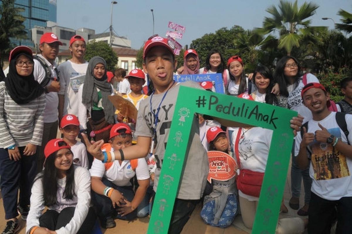 Beraksi di Car Free Day, puluhan anak serukan stop kekerasan
