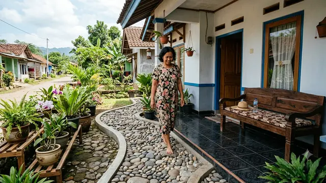 Ide Teras untuk Area Olahraga dan Cocok untuk Orang Mageran Model dengan Terapi Injak Batu