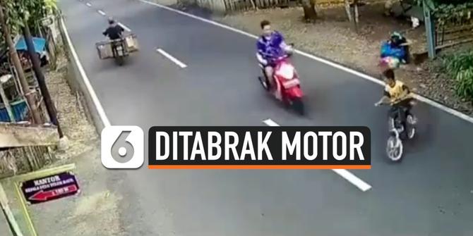 VIDEO: Asal Belok, Bocah Bersepeda Ditabrak Motor