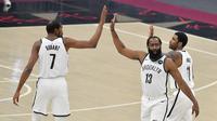 Trio Maut Brooklyn Nets saat debut di NBA 2020-2021 (AFP)