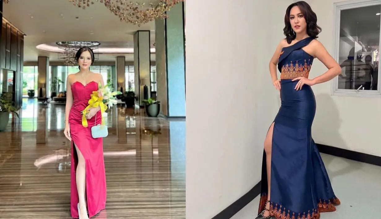 Keduanya kerap tampil glamor, baik  Bella Bonita mengenakan sweetheart neckline dress pink, dan Happy Asmara dengan one shoulder dress warna biru.