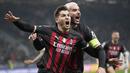 Pemain AC Milan, Brahim Diaz, melakukan selebrasi setelah mencetak gol ke gawang Tottenham Hotspur pada leg pertama babak 16 besar Liga Champions 2022/2023 yang berlangsung di San Siro, Rabu (15/2/2023). AC Milan menang tipis atas sang tamu berkat gol satu-satunya dari Brahim Diaz. (AP Photo/Luca Bruno)