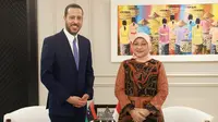 Menaker Ida Fauziyah ketika melakukan pertemuan dengan Duta Besar Libya untuk Indonesia Zakarya Muhammad Mustafa El-Moghrabi, di kantor Kemnaker Jakarta, Selasa (21/5/2024).
