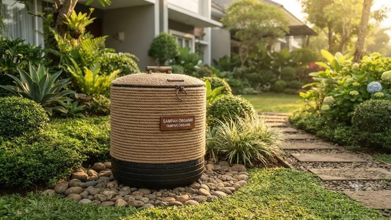 Ban Bekas Disulap Jadi Tempat Sampah Taman