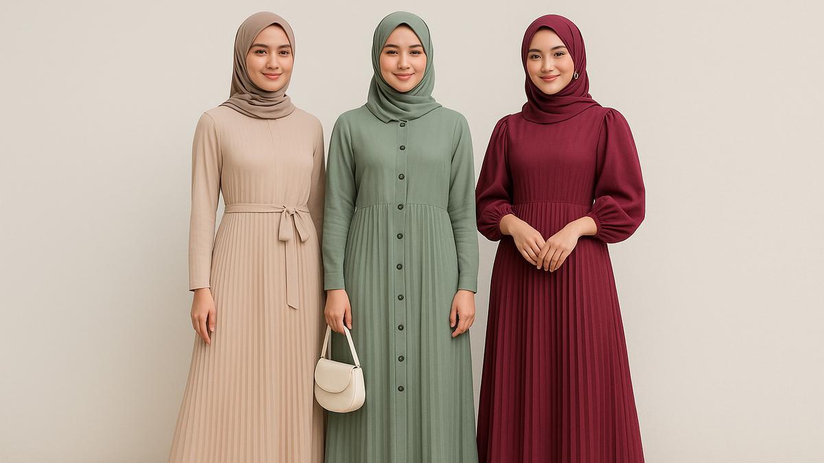 7 Model Gamis Kombinasi Plisket untuk Outfit Sehari-hari