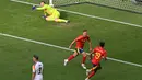 Gol pembuka kemenangan Spanyol dicetak oleh Dani Olmo pada menit ke-51. (MIGUEL MEDINA/AFP)