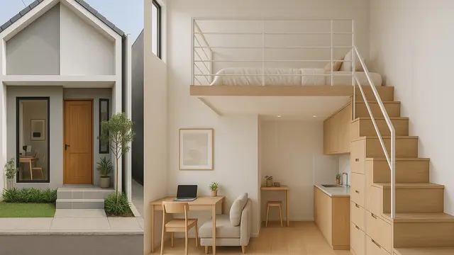 Gambar Rumah Minimalis Modern 6 x12 di Lahan Sempit/Ilustrasi Gambar oleh AI