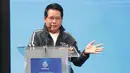 Direktur Utama PT Bank Rakyat Indonesia (Persero) Tbk (BRI) Hery Gunardi menyampaikan keterangannya dalam jumpa pers peluncuran BRI Super League 2026/2027 di SCTV Tower, Jakarta, Selasa (1/9/2026). Ia menyatakan kegembiraannya dapat kembali mendukung kompetisi sepak bola kasta tertinggi Indonesia. (KLY/Budy Santoso)
