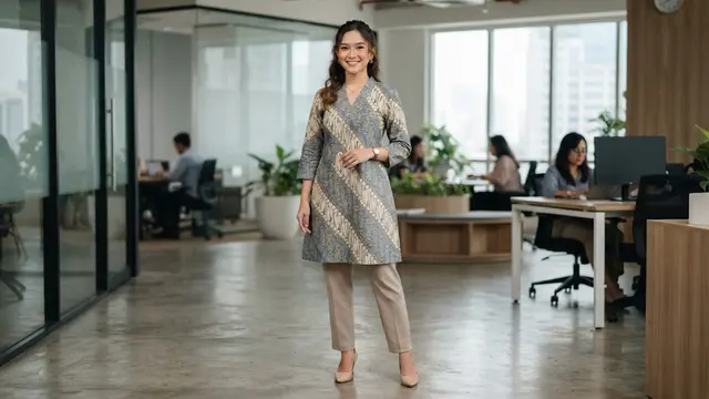 Tunik Batik Kerah V-Nec