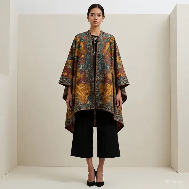 Gaya Mix and Match Batik Wanita Lengan Cape Anggun