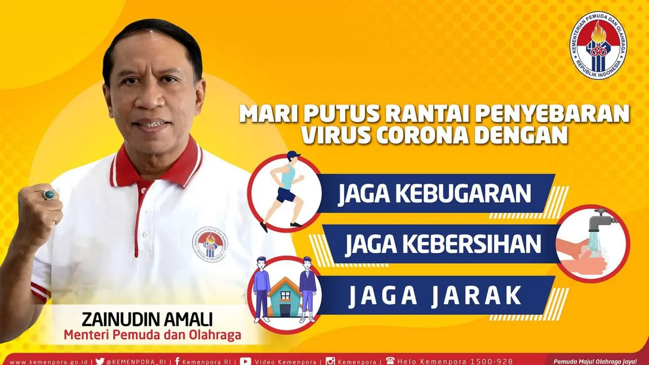 Putus Rantai Virus Corona, Menpora Harap Masyarakat Jaga Jarak, Kebersihan dan Kebugaran Fisik dengan Berolahraga
