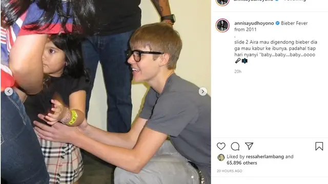 Annisa Pohan - Justin Bieber (Foto: Instagram/@annisayudhoyono)