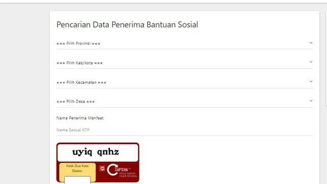 Cara cek bansos di  https://cekbansos.kemensos.go.id.