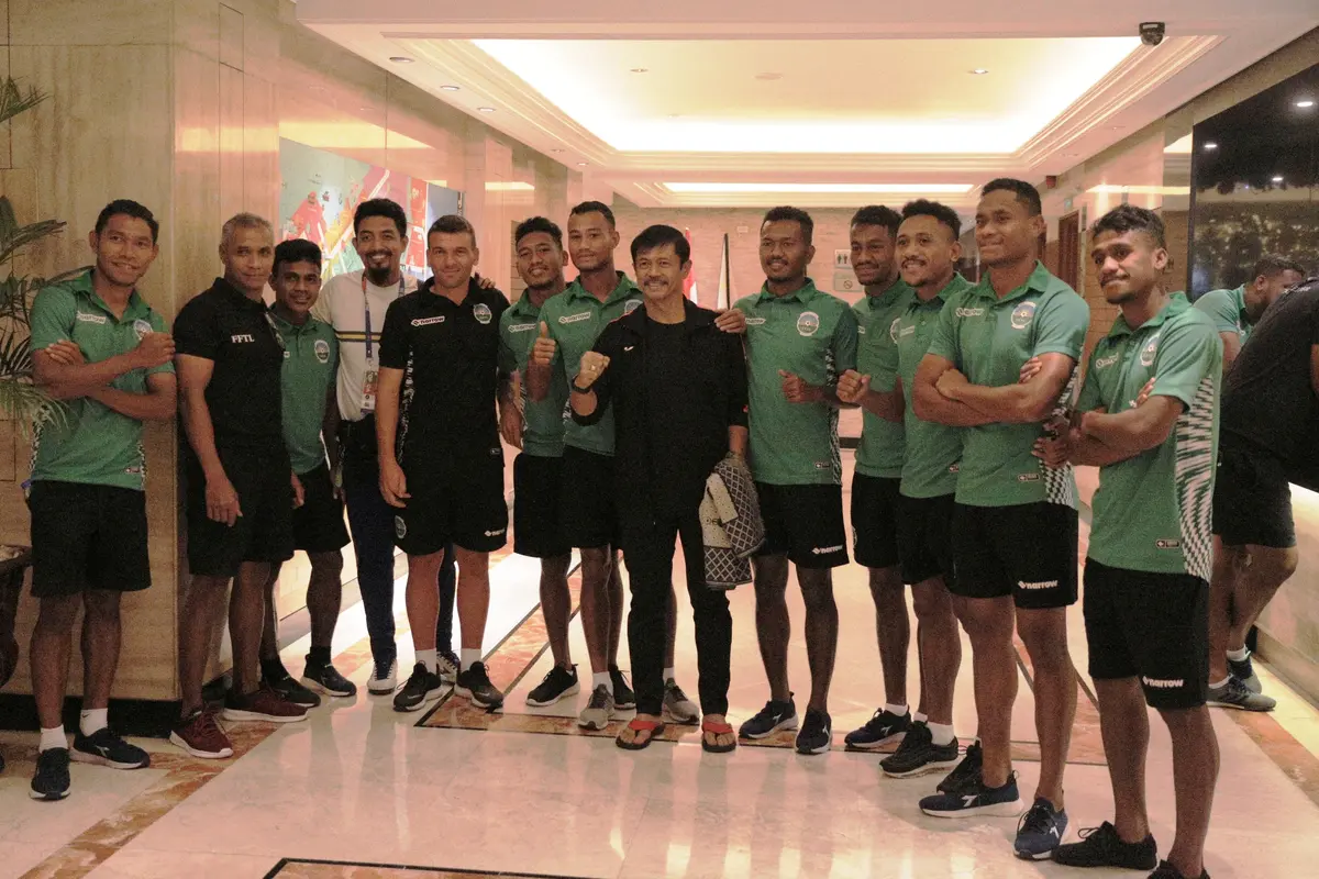 Indra Sjafri dan Pemain Timor Leste, SEA Games 2019