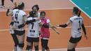 Para pemain Jakarta BIN melakukan selebrasi setelah berhasil mencetak angka saat menghadapi Gresik Petrokimia Pupuk Indonesia dalam laga seri kedua putaran kedua Proliga 2023 di GOR Ken Arok, Malang, Kamis (9/2/2023) siang WIB. Jakarta BIN kalah 2-3 (25-23, 21-25, 25-20, 17-25 dan 9-15). (Dok. Proliga 2023)