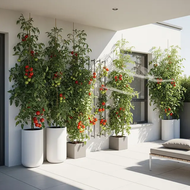 Teras Modern dengan Tomat Merambat