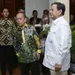 Wakil Ketua MPR RI Syarief Hasan usai acara pertemuan antara Pimpinan MPR dengan Prabowo Subianto, di Jakarta