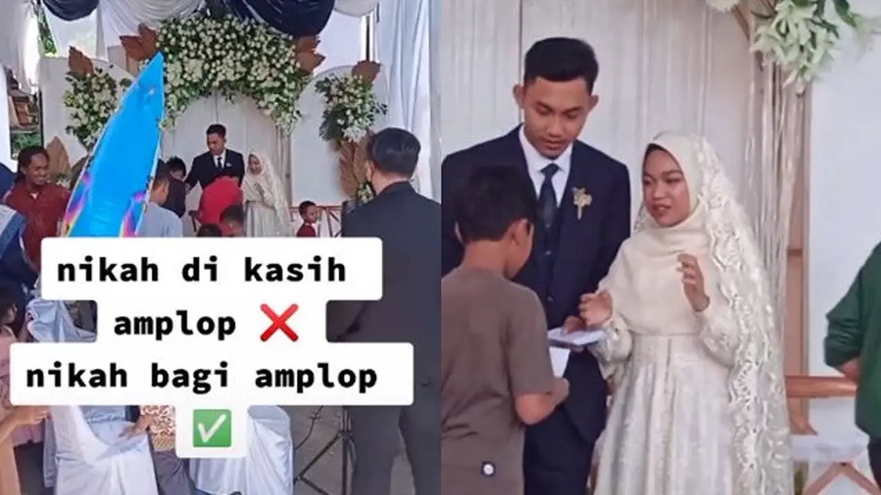Viral Aksi Pengantin Bagi-bagi Amplop di Hari Pernikahannya, Bikin Salut