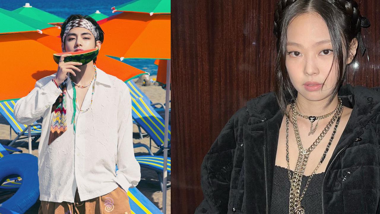 V BTS dan Jennie Blackpink. (Big HIt Music via Sompi, Instagram/ jennierubyjane)