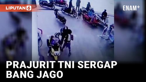 VIDEO: Aksi Heroik Prajurit TNI Sergap Pria Bawa Parang di SPBU
