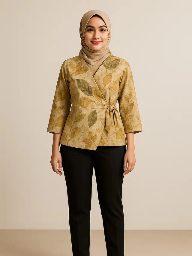 Model Atasan Batik Ecoprint Untuk Kerja/Ilustrasi AI