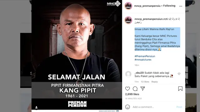 Icaa Naga atau dikenal dengan Kang Pipit di Preman Pensiun