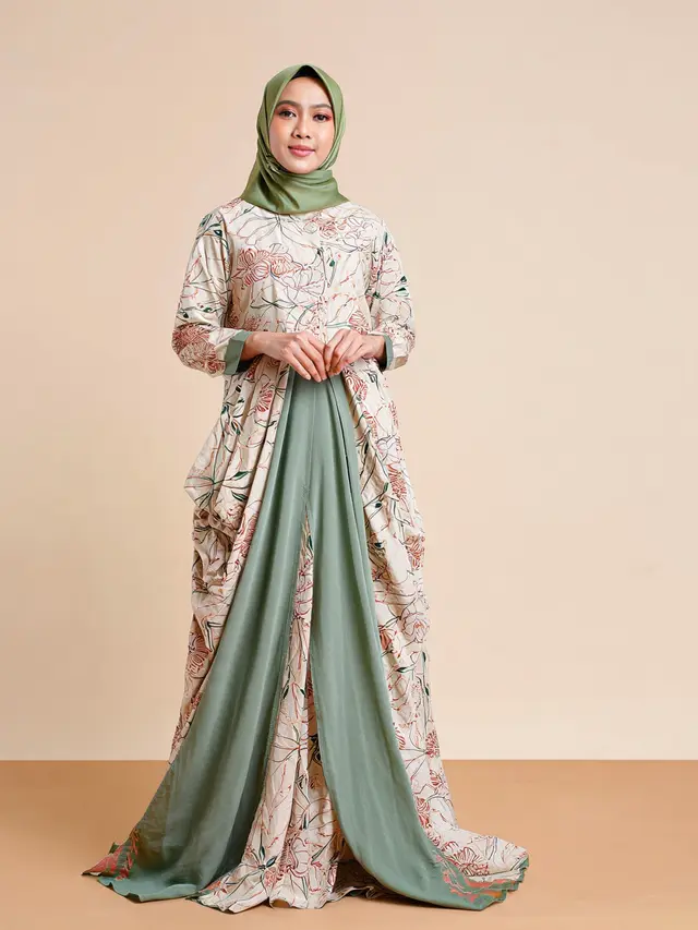 Gamis Draperi Kombinasi Batik Tulis