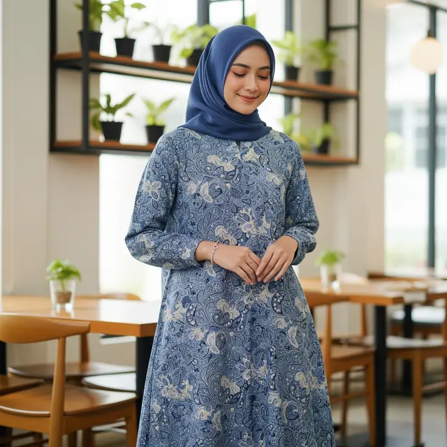 Model Gamis Batik Dobby (Image by Gemini AI)