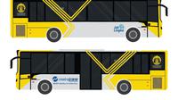 PT Transjakarta merilis dua desain bus yang akan melayani aktivitas di Kampus UI. (Istimewa)