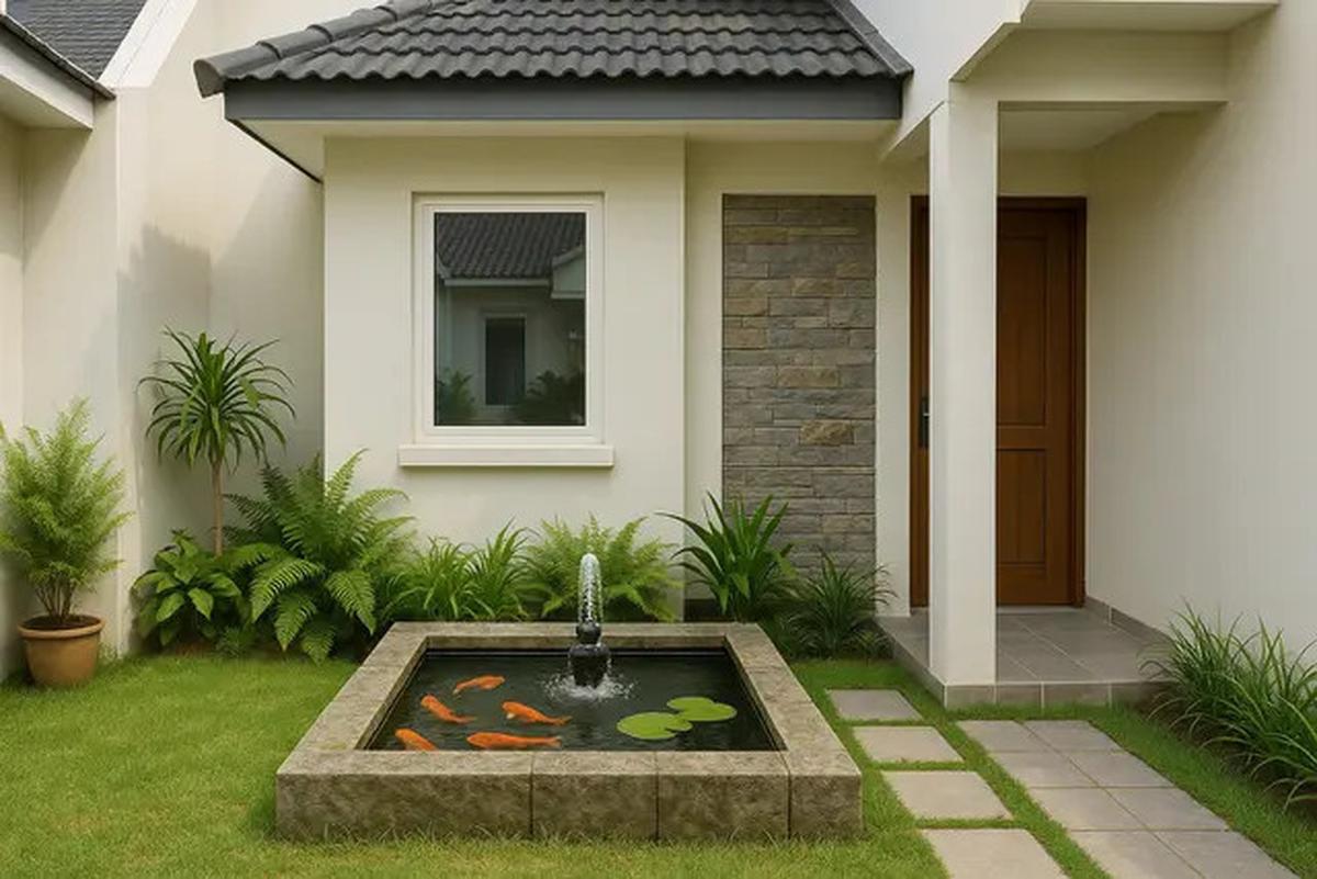 7 Inspirasi Model Rumah Sederhana dengan Kolam Ikan di Depan, Jadi Tren di 2025