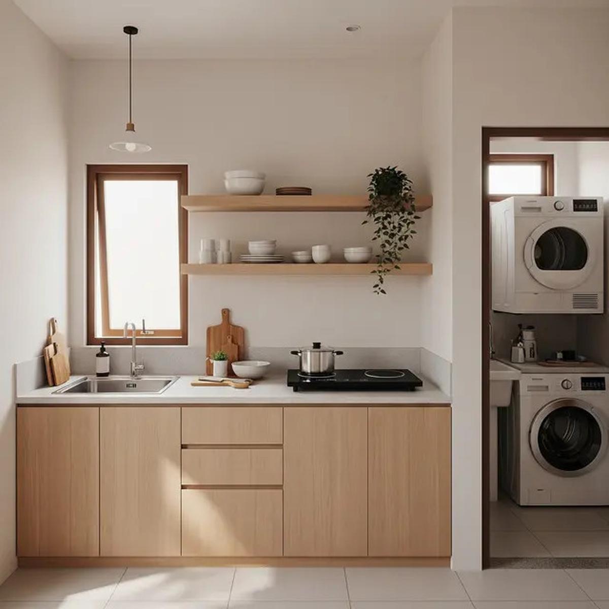 9 Model Dapur Mungil 1,5x2 Meter Rumah Type 21 yang Menyatu dengan Ruang Laundry