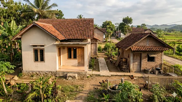 Desain Rumah 1 Lantai Atap Genteng Budget Rp50 Juta di Desa (Foto: Gemini AI)