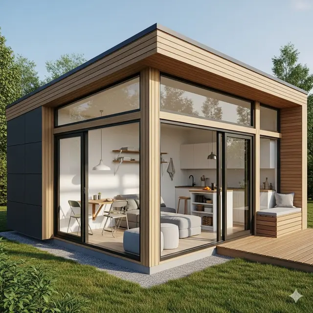 Gambar Rumah Kecil 4x6 Meter dengan Konsep Minimalis Modern (Image by Gemini AI)