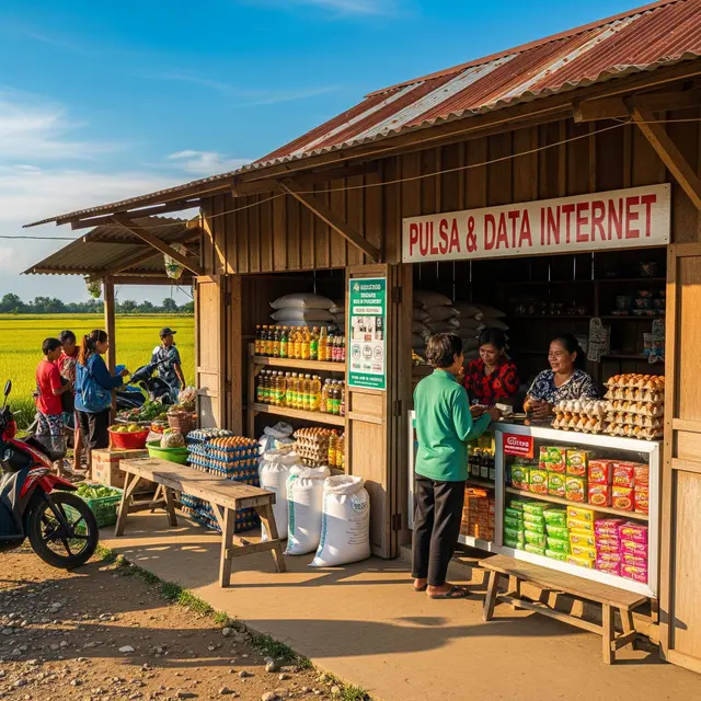 Kombinasi 2 Usaha di Rumah Dekat Lapangan Desa (AI)