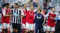 Arsenal kini berselisih satu poin saja dari Man City sebagai pemuncak klasemen. (AP Photo/Jon Super)