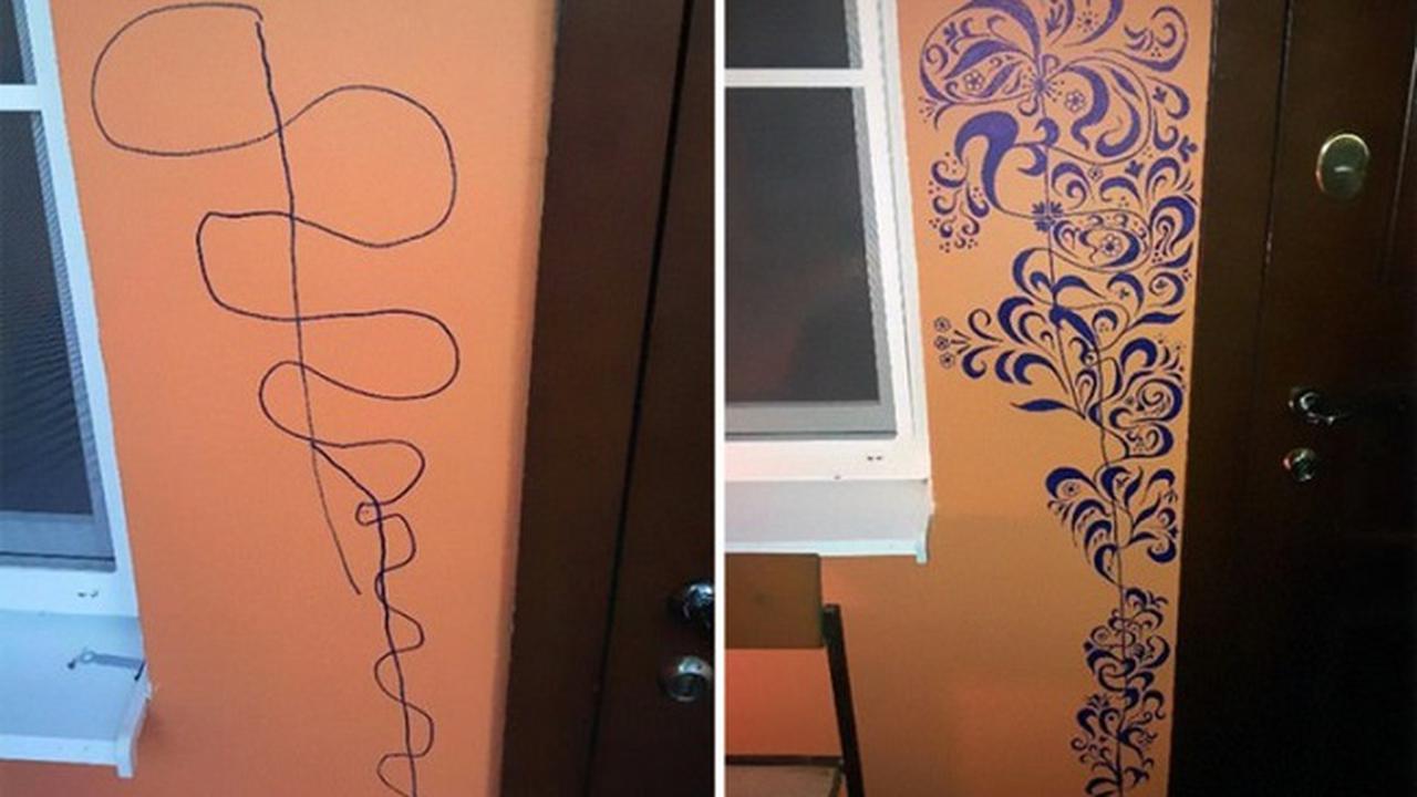 Coretan Tembok Seorang Anak Disulap Menjadi sebuah Karya Indah