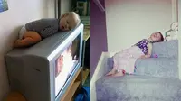 Bayi tidur sembarangan (Sumber: Brightside)