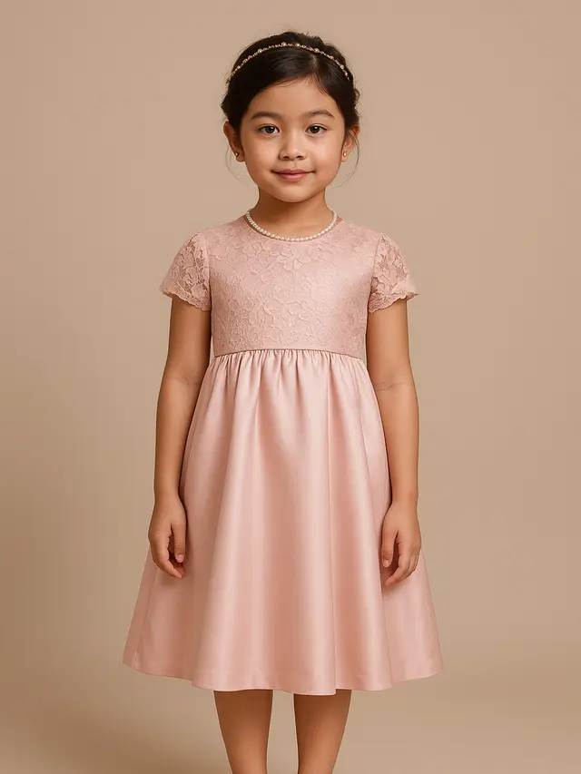 Dress A-Line High Waist Brokat-Satin (Foto: ChatGPT)