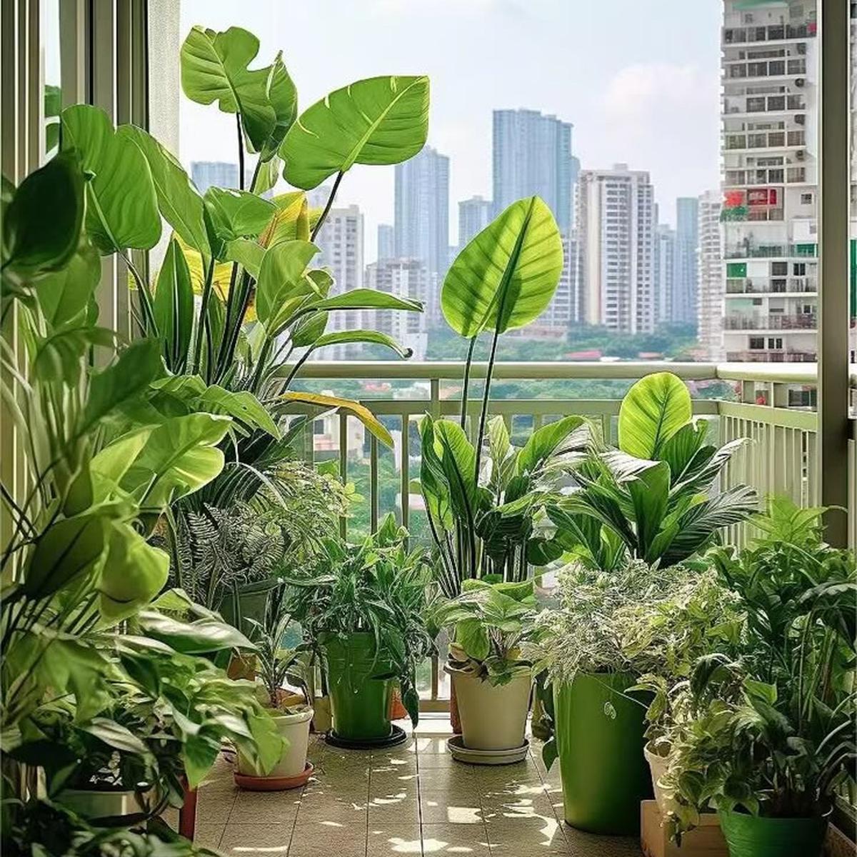 Ilustrasi Taman di Balkon dengan Tanaman Artificial (©Pinterest)