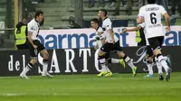 Selebrasi Parma saat melawan Inter (AFP)