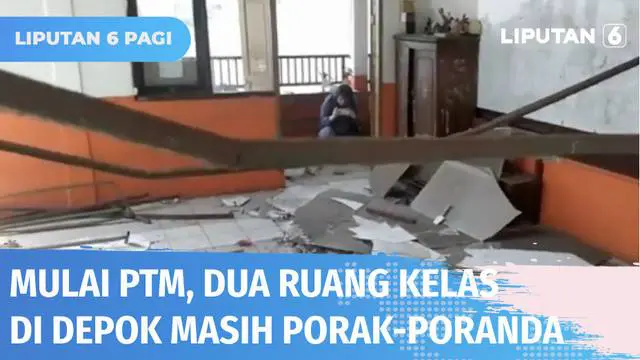 Jelang berlangsungnya PTM, dua ruang kelas di SD Negeri Pancoran Mas 3 Depok rusak parah. Pengajuan perbaikan pihak sekolah belum juga ditindak lanjuti Pemkot Depok.