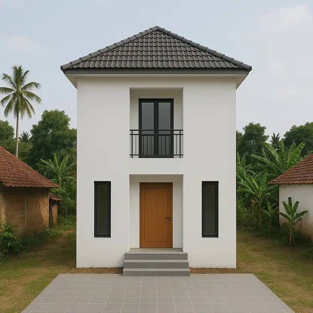 Rumah dengan Fasad Simetris: Elegan dan Modern/via ChatGPT