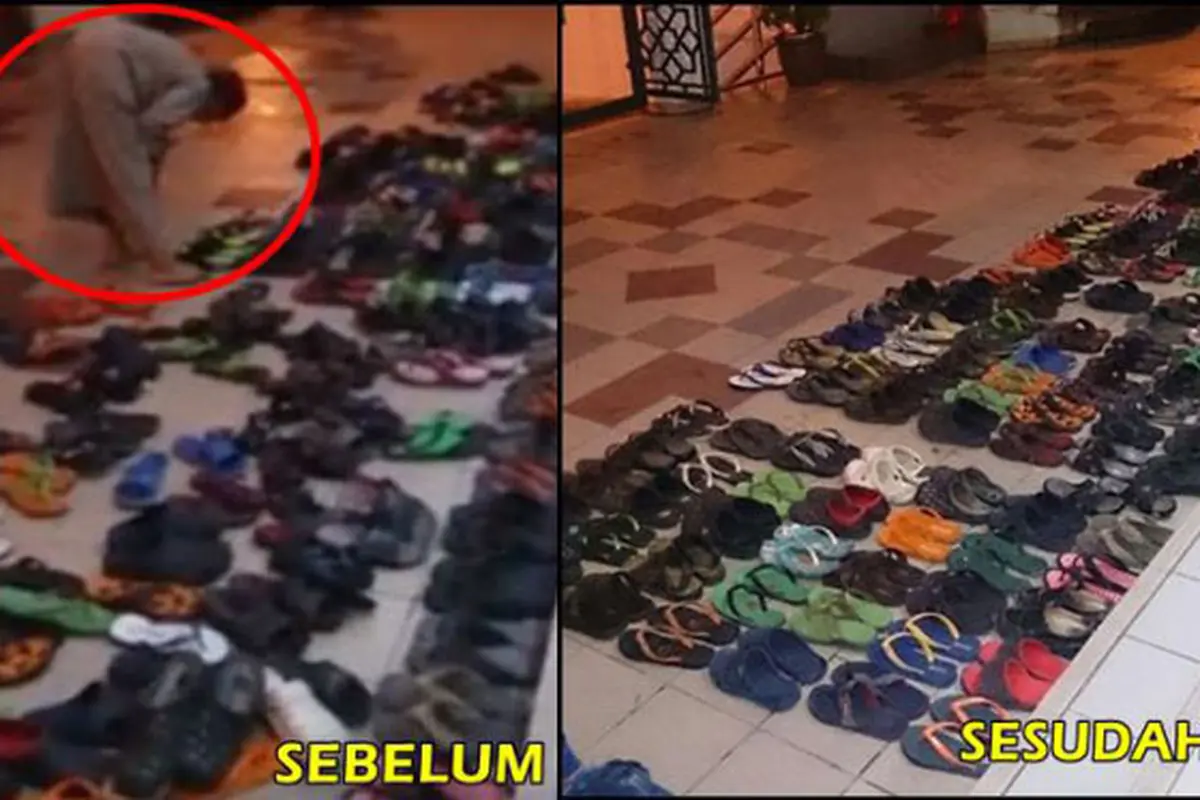 Remaja Rapikan Sandal Jamaah di Masjid Bikin Netizen Nganga