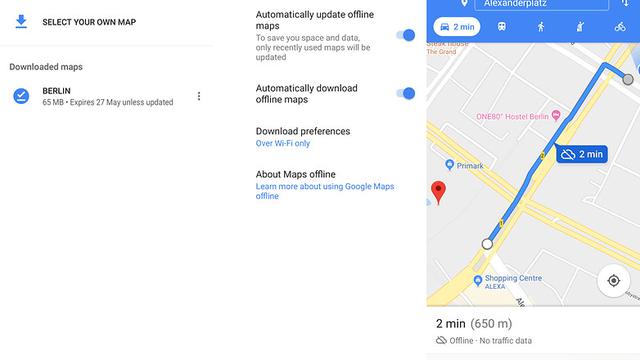Ilustrasi Cara Akses Google Maps Secara Offline (sumber: AndroidPit)